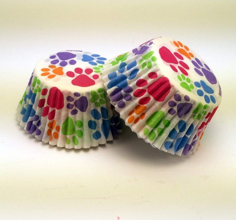 PartiFun PartiFun Paw Print Cupcake Premium Paper Cupcake Liners 32 count No Muffin Pan Needed 