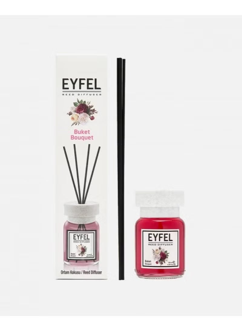 EYFEL معطر هواء ريد ديفيوزر باقة إيفل، 120 مل | عطر منزلي فاخر برائحة زهرية تدوم طويلاً | ديكور أنيق للمنزل والمكتب - Image 1