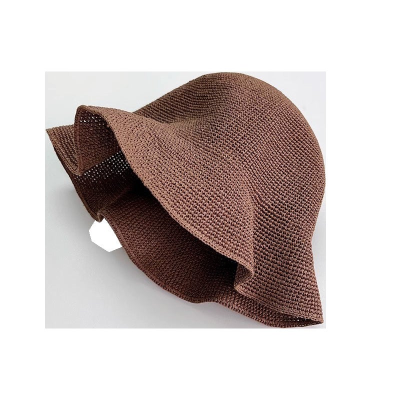 2026 New Simple Versatile Fine Crochet Paper Straw Sun Protection Soft Bucket Hat for Women Beach - Image 5