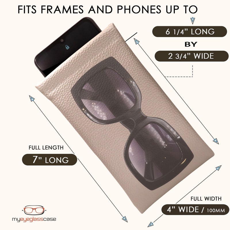 MyEyeglassCase MyEyeglassCase Soft Sunglasses Case Large Squeeze Top - Multifunctional Eyeglass Pouch w/Microfiber Cloth - Large Sunglass Cases - Soft Glasses Sleeves for Men & Women (CT8 Pearl)  - Image 4