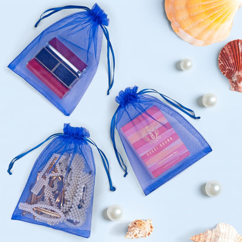 ANZNKU 50 Pack Organza Bags 4x6 Inch, Small Mesh Bag Drawstring Jewelry Pouches, Organza Gift Bags for Baby Shower, Party Favors(Royal Blue) - Image 4