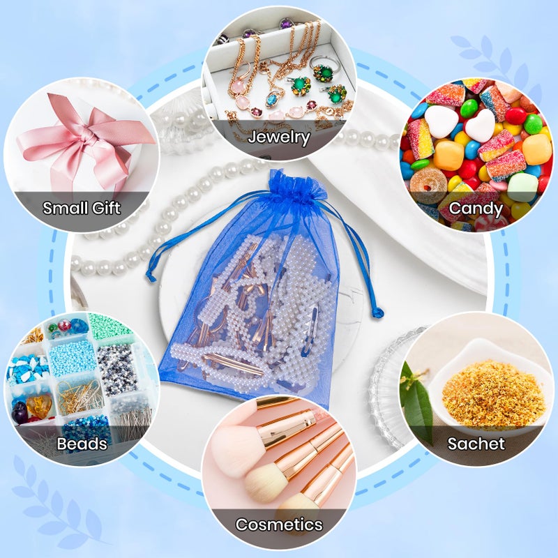 ANZNKU 50 Pack Organza Bags 4x6 Inch, Small Mesh Bag Drawstring Jewelry Pouches, Organza Gift Bags for Baby Shower, Party Favors(Royal Blue) - Image 5