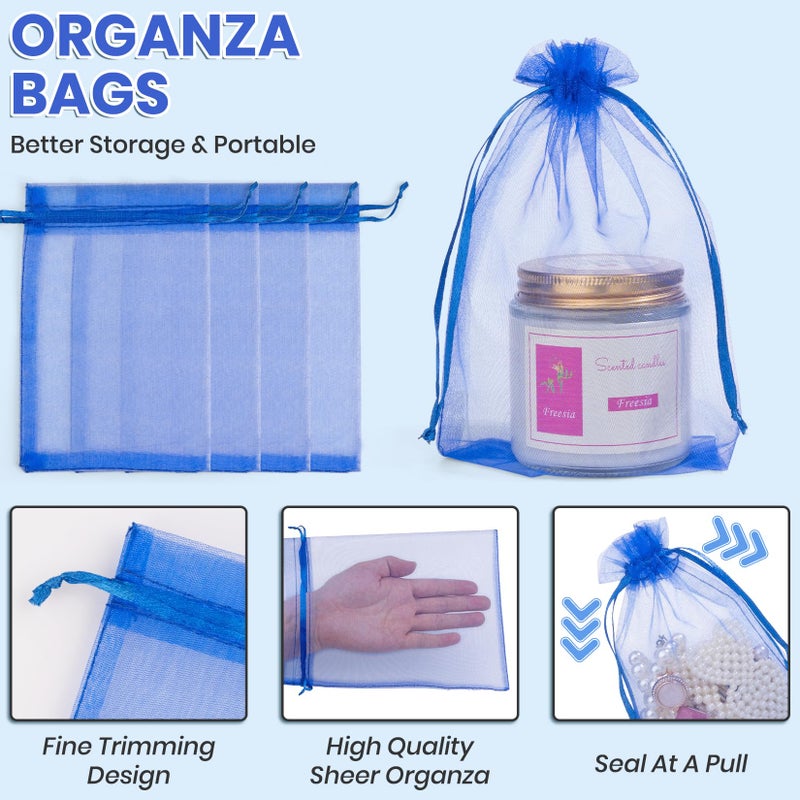 ANZNKU 50 Pack Organza Bags 4x6 Inch, Small Mesh Bag Drawstring Jewelry Pouches, Organza Gift Bags for Baby Shower, Party Favors(Royal Blue) - Image 3