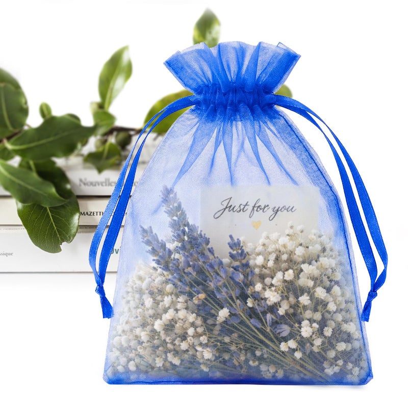 ANZNKU 50 Pack Organza Bags 4x6 Inch, Small Mesh Bag Drawstring Jewelry Pouches, Organza Gift Bags for Baby Shower, Party Favors(Royal Blue) - Image 1