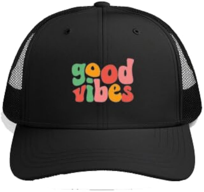 good vibes Plain unisex baseball cap Black