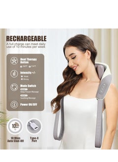 PENG GENERAL Shiatsu Neck and Shoulder  Massager with Heat for Pain Relief Deep Tissue, Massage at home for Muscle Relaxation (Grey)  - Image 2