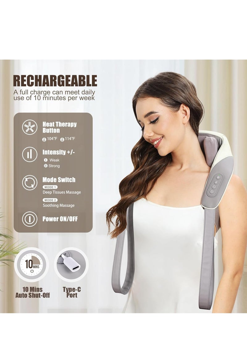 PENG GENERAL Shiatsu Neck and Shoulder  Massager with Heat for Pain Relief Deep Tissue, Massage at home for Muscle Relaxation (Grey)  - Image 2