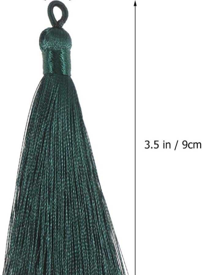 klarako 20pcs Mini Long Tassel Charms Silky Tiny Pendant Tassels DIY Craft Jewelry Making Accessories for Earrings Keychain (Dark Green)  - Image 2