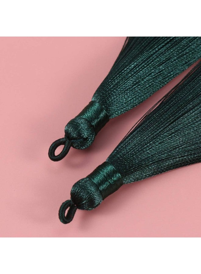klarako 20pcs Mini Long Tassel Charms Silky Tiny Pendant Tassels DIY Craft Jewelry Making Accessories for Earrings Keychain (Dark Green)  - Image 3