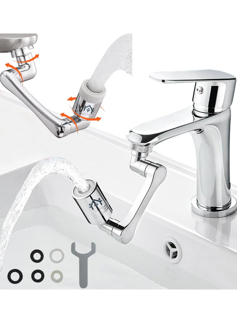 F.A.M.S 1080° Rotating Stainless Steel Faucet Extender Aerator,Universal Splash Filter, Big Angle Swivel Faucet Aerator Sink Face Wash with 2 Water Outlet Modes - Image 1