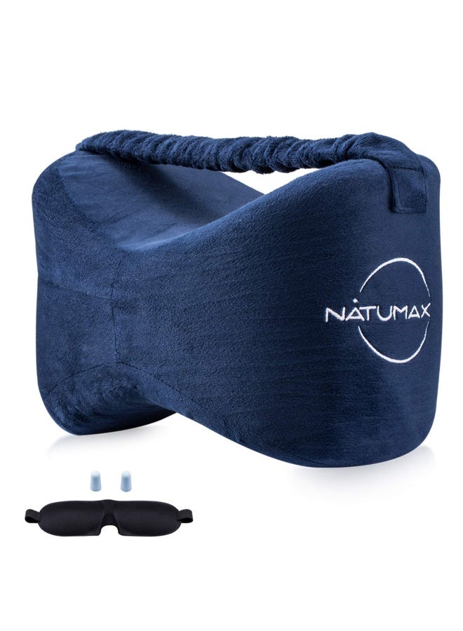 Knee Pillow For Side Sleepers Sciatica Pain Relief Back Pain Leg Pain Pregnancy Hip And Joint Pain  Memory Foam Leg Pillow Free Sleep Mask And Ear Plugs - Image 2