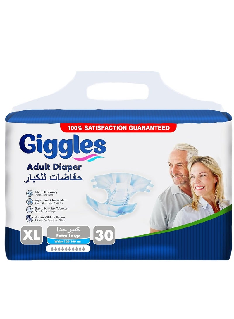 Giggles Adult Diapers – Unisex, Super Absorbent, Size XL – 30 Pieces - Image 1