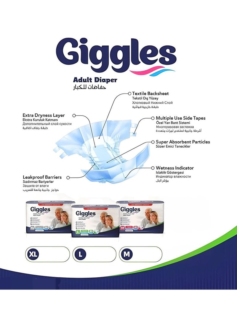Giggles Adult Diapers – Unisex, Super Absorbent, Size XL – 30 Pieces - Image 4