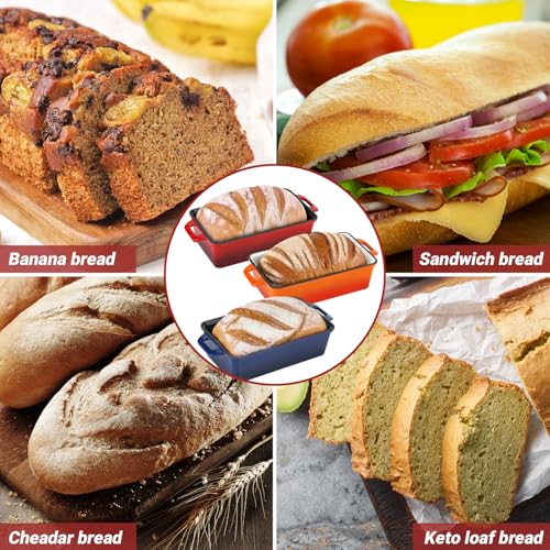Northriver Casting 2 in 1 Enameled Cast Iron Bread Pan with Lid, Perfect Bread Oven, Loaf Pans for Baking Homemade Sourdough Bread 9x5, 2 Piece set, Navy Blue - Image 5