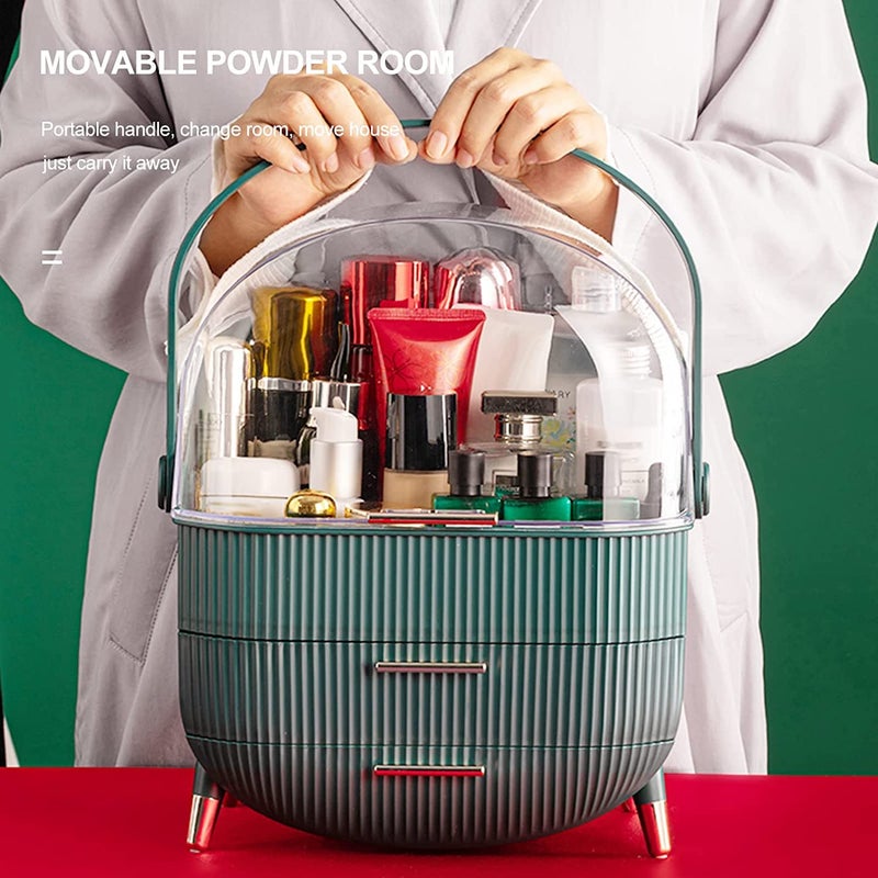 Ostin Makeup Storage Organizer, Cosmetics Display Case with Brush, Lipstick Organizer and Transparent Cover, Skin Care Organizers for Bathroom Countertop, Bedroom Vanity Desk and Travel (Green) - Image 5