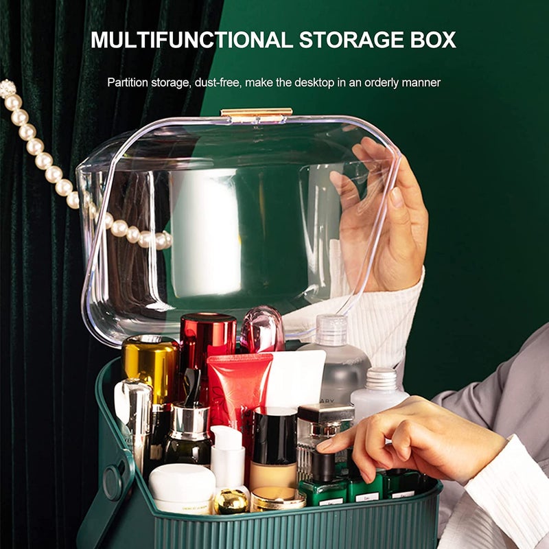 Ostin Makeup Storage Organizer, Cosmetics Display Case with Brush, Lipstick Organizer and Transparent Cover, Skin Care Organizers for Bathroom Countertop, Bedroom Vanity Desk and Travel (Green) - Image 4