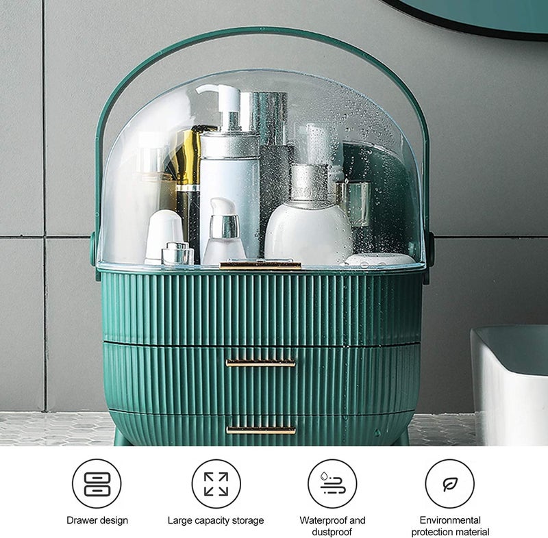 Ostin Makeup Storage Organizer, Cosmetics Display Case with Brush, Lipstick Organizer and Transparent Cover, Skin Care Organizers for Bathroom Countertop, Bedroom Vanity Desk and Travel (Green) - Image 3