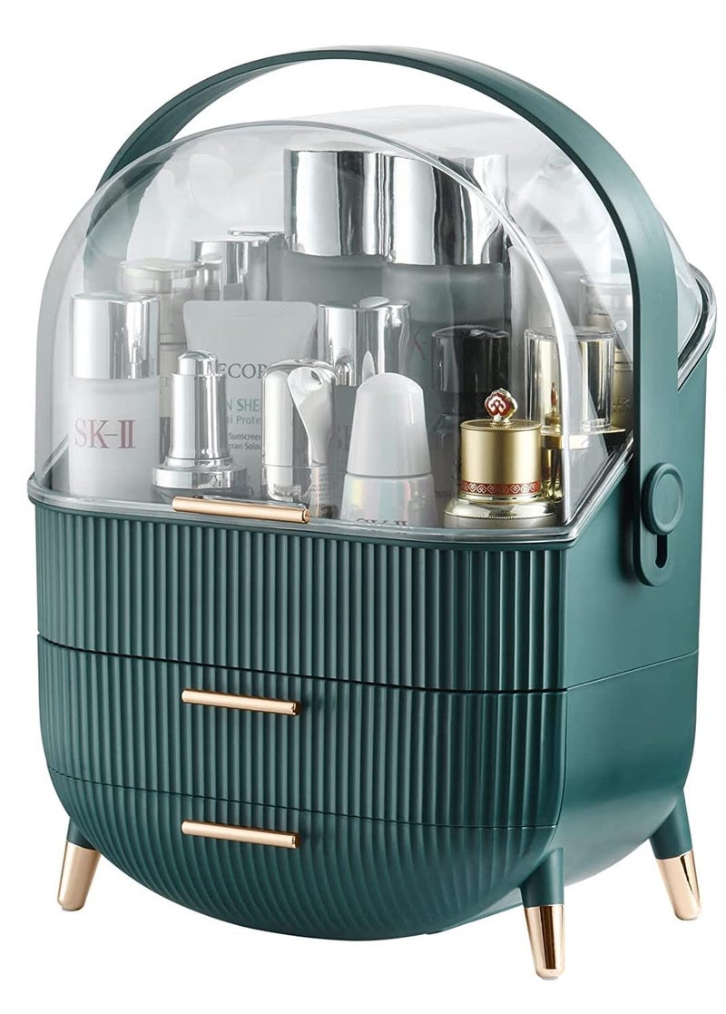 Ostin Makeup Storage Organizer, Cosmetics Display Case with Brush, Lipstick Organizer and Transparent Cover, Skin Care Organizers for Bathroom Countertop, Bedroom Vanity Desk and Travel (Green) - Image 1