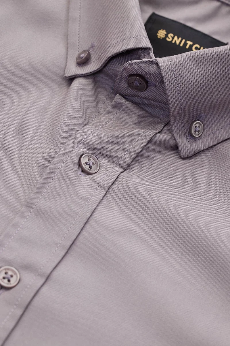 SNITCH Lilac Solid Long Sleeve Slim Fit Luxe Shirt
