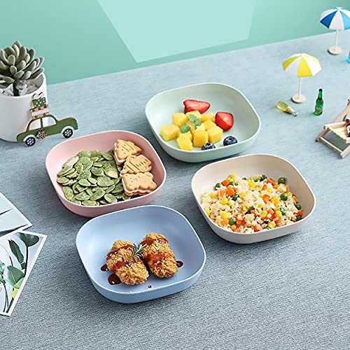 Dadamong 8Pcs Square Wheat Straw Plates Deep Dinner Dishes 5.7 Inches Unbreakable Tableware for Noodle Rice Fruit Cereal Dessert Salad, Dishwasher Microwave Safe Dinnerware - Image 2