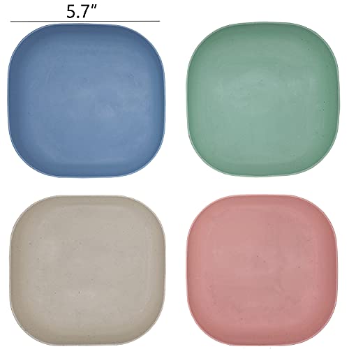 Dadamong 8Pcs Square Wheat Straw Plates Deep Dinner Dishes 5.7 Inches Unbreakable Tableware for Noodle Rice Fruit Cereal Dessert Salad, Dishwasher Microwave Safe Dinnerware - Image 3