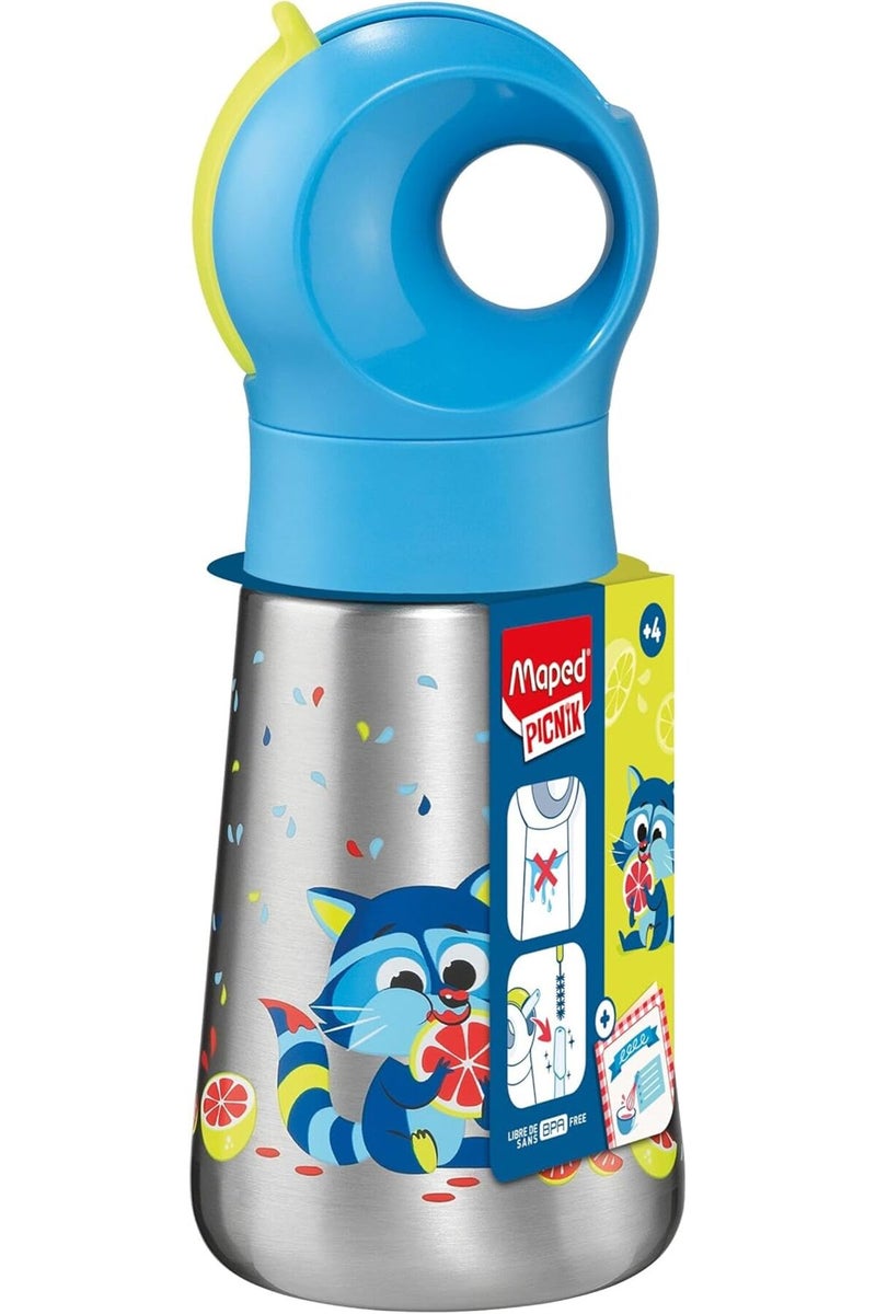 Maped Miniz Stainless Steel Water Bottle 350ml  (Mini Raccoon/Bear) - Image 1