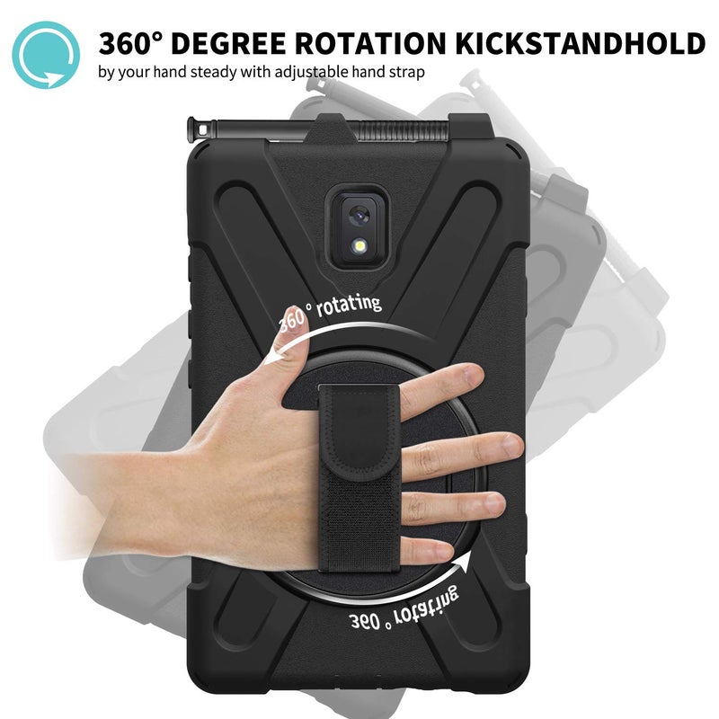 Rantice Samsung Galaxy Tab Active3/Active5 8.0 Case, with 360 Stand, Handle Hand Strap & Shoulder Strap for Samsung Galaxy Tab Active5 8" 2024, Active3 8" 2020 SM-X300/X307/T570/T577 (Black) - Image 5