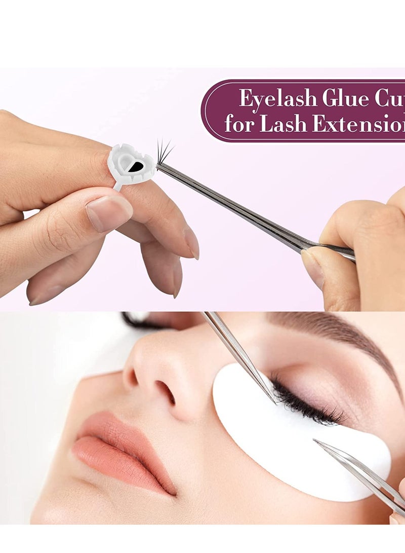 Excefore Lashes Glue Ring, Disposable Rings, White Cup Plastic Makeup Holder Suitable for applying lipstick, removing eyelashes, cleaning ears, grafting eyelashes (White)  - Image 3