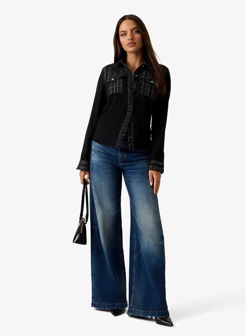 GUESS Sandra Mix Tweed Shirt - Image 4