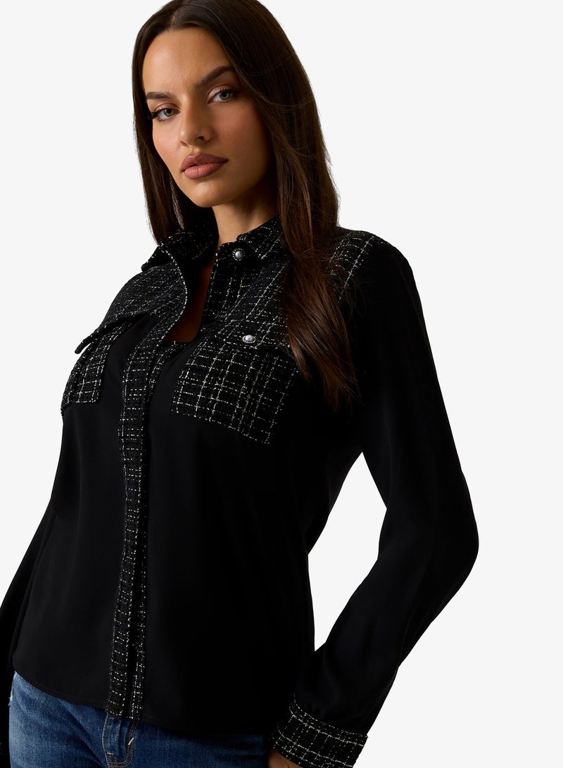 GUESS Sandra Mix Tweed Shirt - Image 3