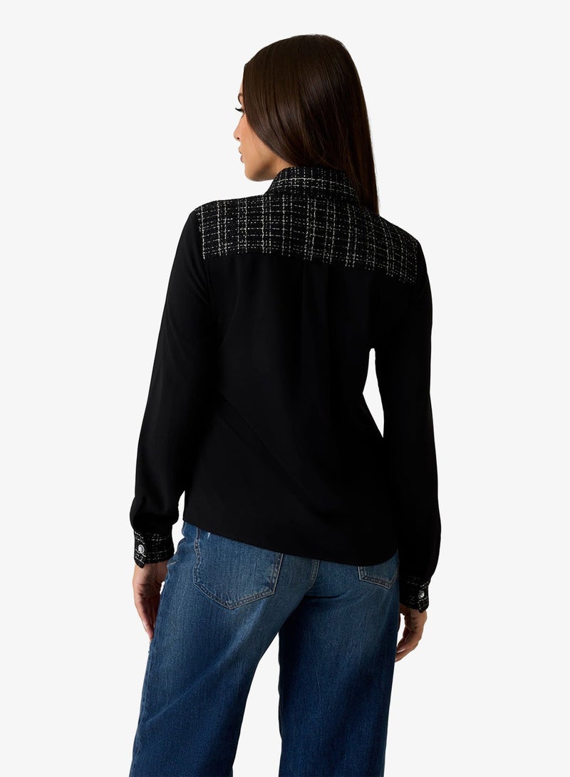 GUESS Sandra Mix Tweed Shirt - Image 2