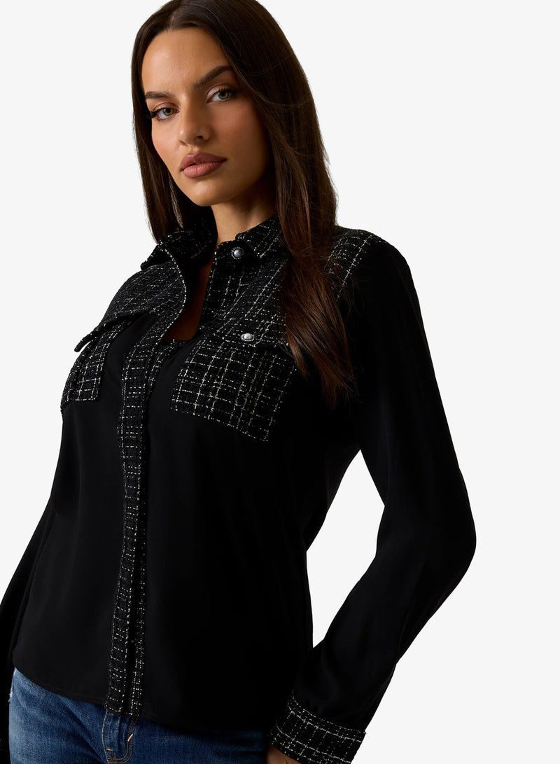 GUESS Sandra Mix Tweed Shirt - Image 1