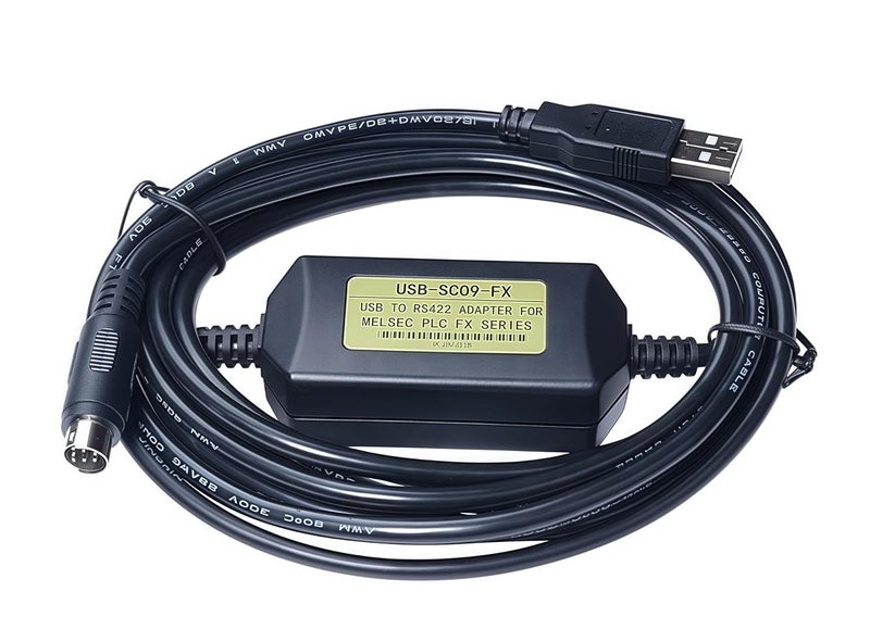 واشنجلي كابل برمجة USB لـ PLC ميتسوبيشي FX3U وسلسلة FX، لسلسلة تايوان شيهلين AX، لـ FX2N/FX1N/1S/FX3U/3GA، بديل لـ USB-SC09-FX، بطول 6 أقدام - Image 1
