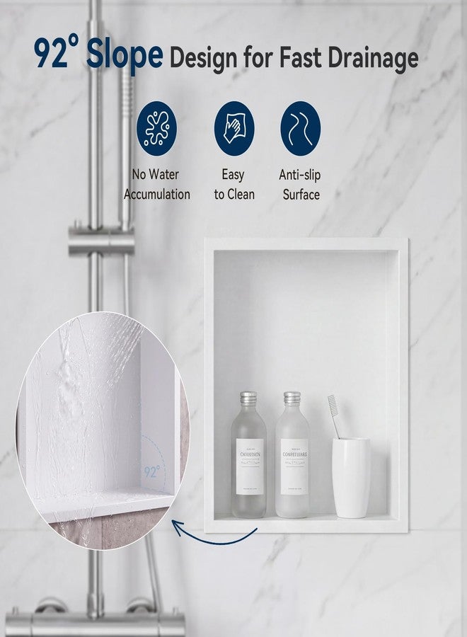 BATHFINESSE Shower Niche No Tile Needed, 12 x 12 White Shower Niche Insert Tile Ready, Recessed for Shower Wall Bathroom Storage Over Mount Installation - Image 4