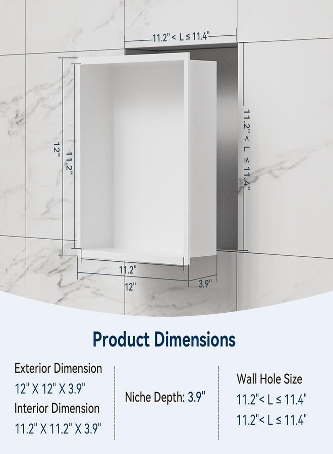 BATHFINESSE Shower Niche No Tile Needed, 12 x 12 White Shower Niche Insert Tile Ready, Recessed for Shower Wall Bathroom Storage Over Mount Installation - Image 2