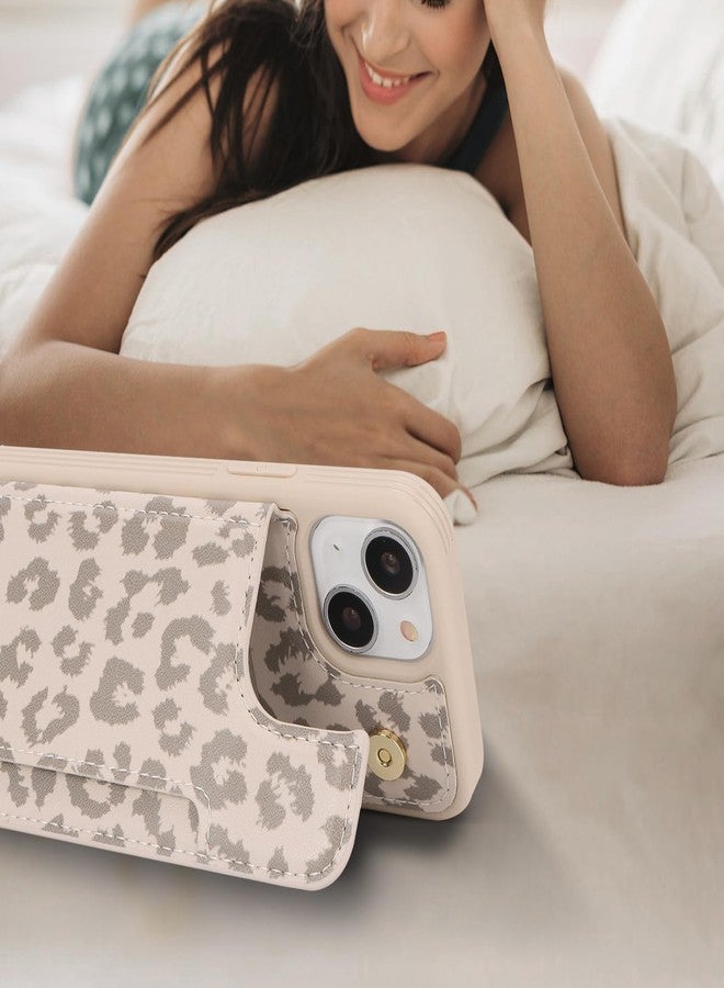 iCoverCase Compatible with iPhone 13 Mini Case with Card Holder, Wallet Phone Case for Women Men RFID Blocking PU Leather Protective Case 5.4 Inch (Beige Leopard) - Image 5