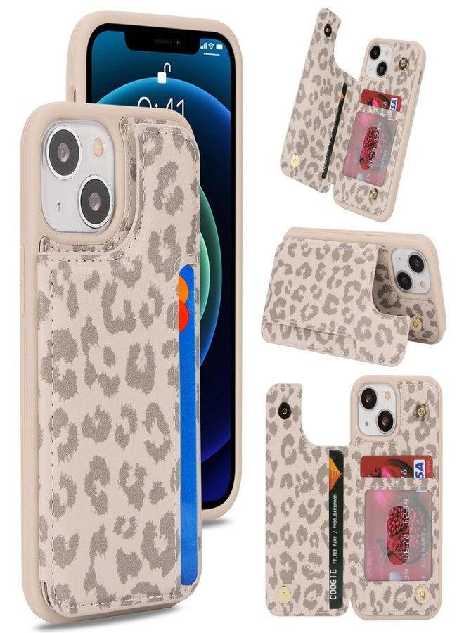 iCoverCase Compatible with iPhone 13 Mini Case with Card Holder, Wallet Phone Case for Women Men RFID Blocking PU Leather Protective Case 5.4 Inch (Beige Leopard) - Image 1