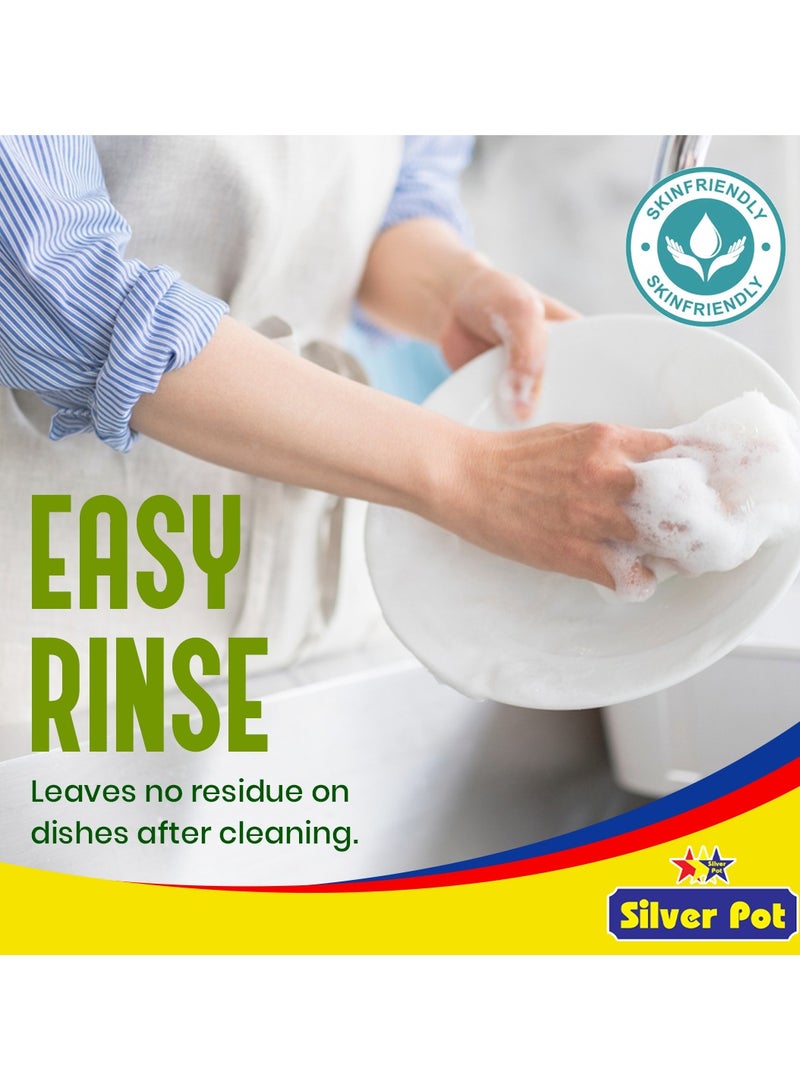 Silver Pot Dishwashing Liquid 1L – Ultra Concentrated Formula with Refreshing Green Apple Scent,Tough on grease, gentle on hands, perfect for daily use - Image 3