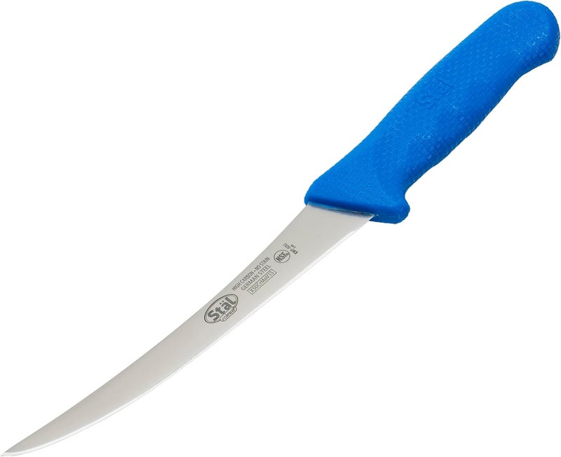 Winco 6" Commercial-Grade German Steel Boning Knife, Curved, Blue - Image 3
