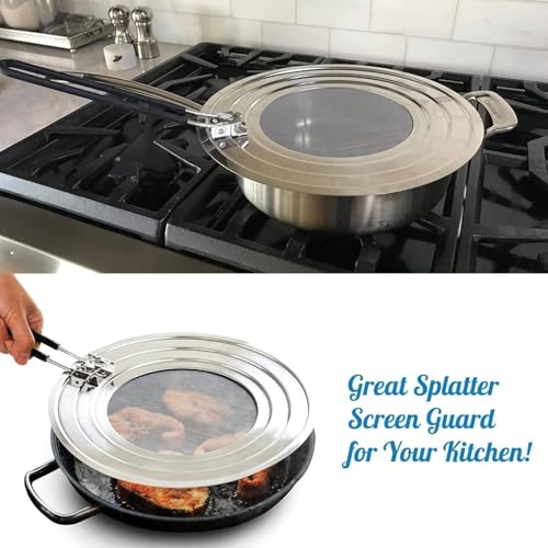 VALAJOGI Stainless Steel Splatter Screen for Frying Pan – Grease & Oil Splash Guard with Folding Handle Heavy Duty Fry Pan Cover for Bacon, Deep Frying & Cooking Kitchen Strainer Tool - Image 5