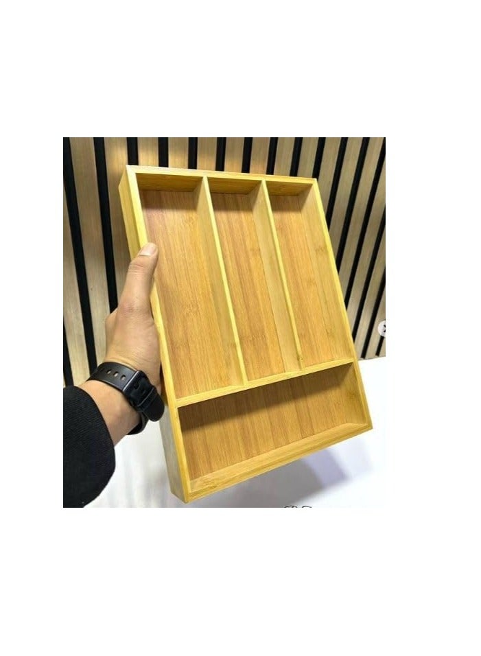 سبيس شوب منظم للدرج خشب للمعالق وادوات المطبخ 4 خانات - Image 2