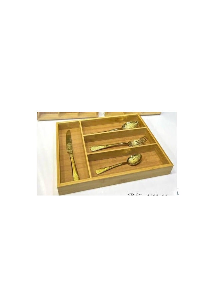 سبيس شوب منظم للدرج خشب للمعالق وادوات المطبخ 4 خانات - Image 4