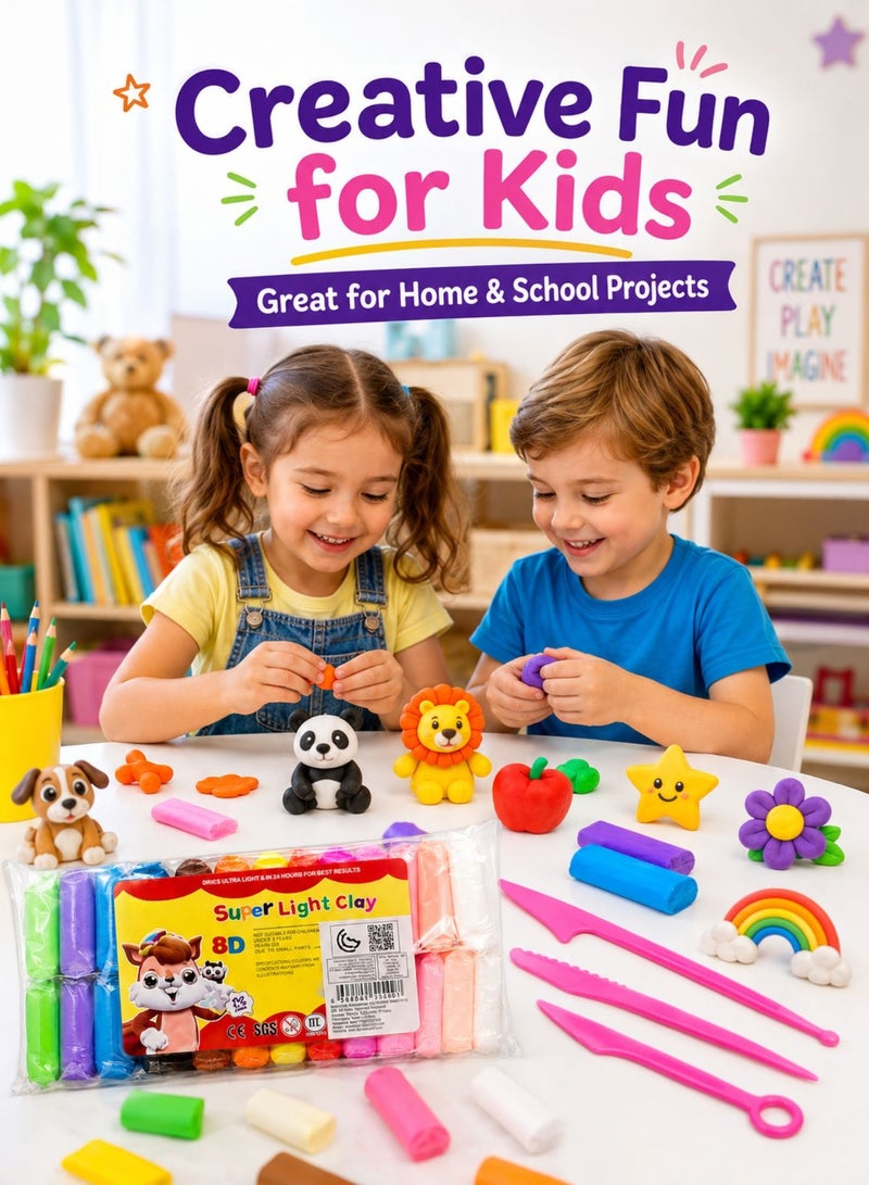 Kids Clay Set 12 Colors Ultra Light Air Dry Clay, Soft Colorful Modeling Clay DIY Craft Kit, Non-Toxic Creative Toy for School Art Projects & Gifts - Image 3