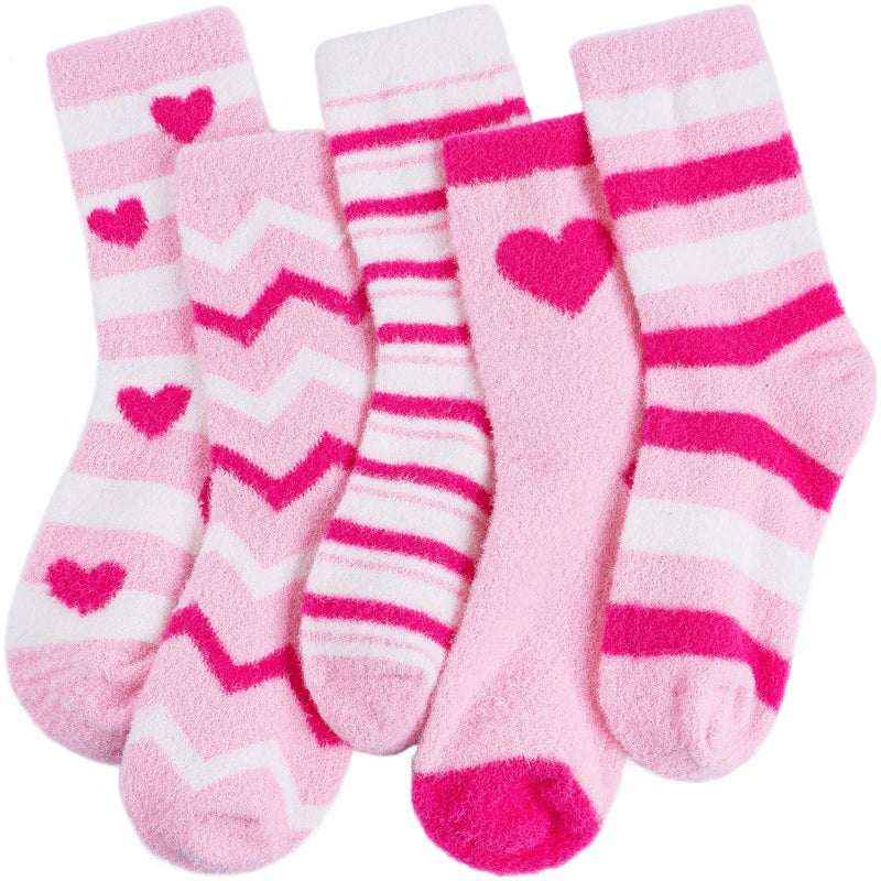 HONGTEYA Valentines Day GIfts Fuzzy Socks for Women Girls Cozy Soft Warm Winter Fluffy Slipper Socks Galentines Day Gifts - Image 1