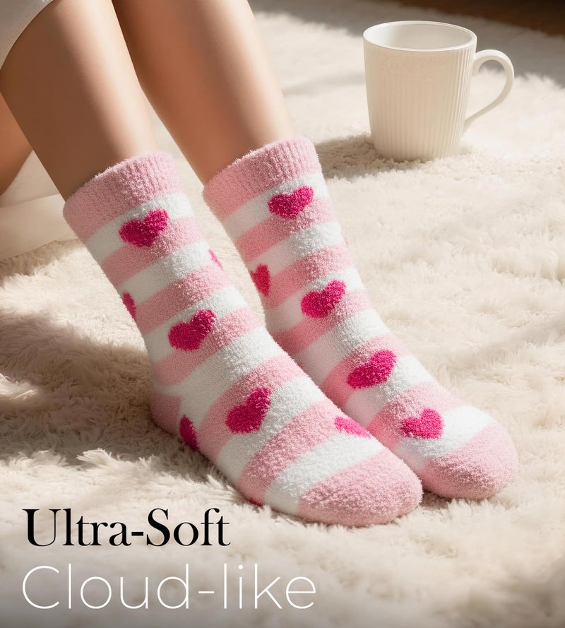 HONGTEYA Valentines Day GIfts Fuzzy Socks for Women Girls Cozy Soft Warm Winter Fluffy Slipper Socks Galentines Day Gifts - Image 4