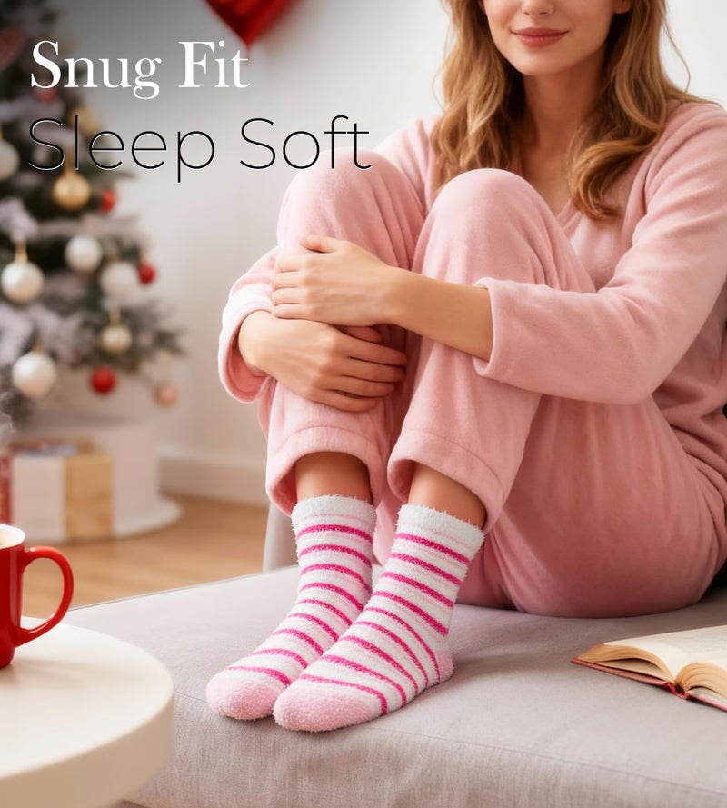 HONGTEYA Valentines Day GIfts Fuzzy Socks for Women Girls Cozy Soft Warm Winter Fluffy Slipper Socks Galentines Day Gifts - Image 5