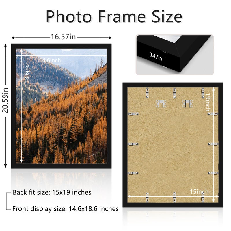 Picrit 15x19 Picture Frame, Photo Frame for Wall Mounting Display, Black - Image 2