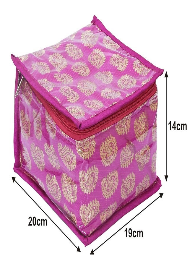 PRISMAXIC Jewellery Kit Wedding collection Gift with 10 Pouches Organiser Set with Storage Box Multiple Pouches, Bangle and Earring Holders, Travel Friendly Pack of 1 (Pink) - Image 3