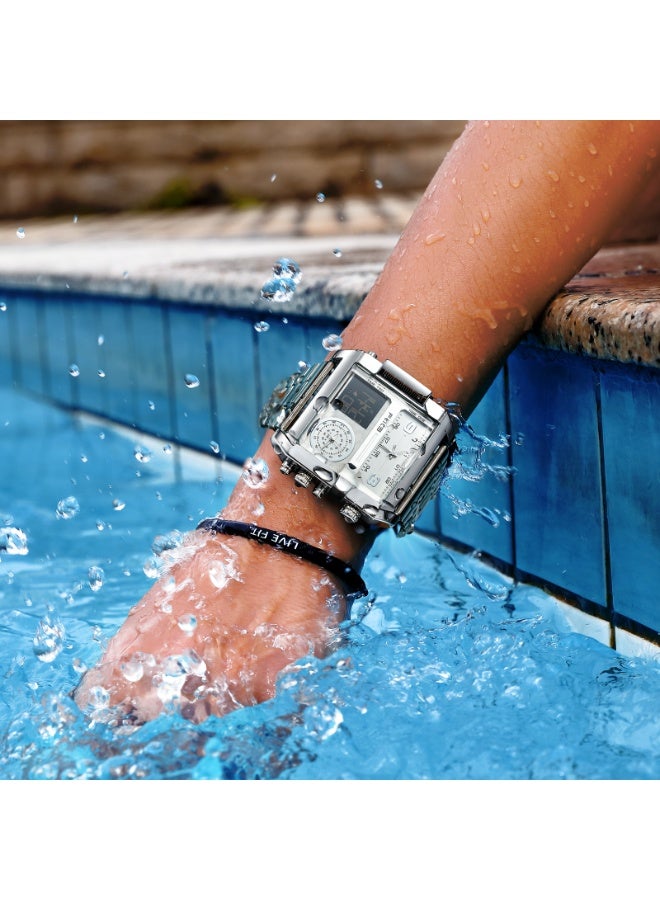 FEICE Men's Digital Square Dial Watch – Alarm, Multifunctional, Waterproof, Sports - Image 3