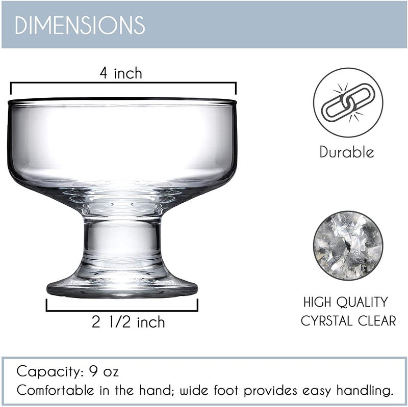 BINZO Glass Ice Cream Bowl Cup Set, Pack of 6, 150 ml, Clear, Glassware Bowls for Serving Sweet, Rasgulla, Kheer, Desserts, Fruit Creams, Sundae - Image 2